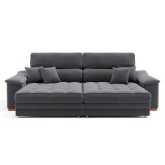 sofá 3 lugares retrátil e reclinável raul linho grafite