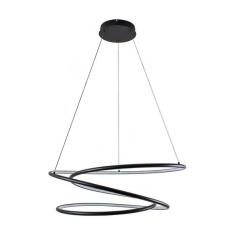 Lustre Pendente Espiral Preto Led 88w 3m Pe Direito Duplo St1