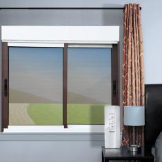 Janela Elite 2 Folhas Moveis com Persiana Integrada Correr com Motor e Controle Remoto 120 X 200 Vidro Reflex Mix Corten