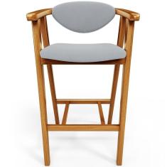 Banqueta Alta Para Cozinha Bancada Bar Sala De Jantar Fixa Cecília L02 Suede Cinza