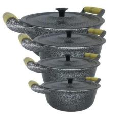 Jogo 4 Panelas Alumínio Batido Craqueada - 22 - 24- 28 - 30 - Okayshop