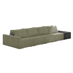 Sofá Ilha 4 Lugares Living 392cm Modulado Lary Bouclê Pu Pto K01 Cor Verde