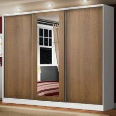 Guarda Roupa Casal 100% MDF Madesa Eros 3 Portas de Correr com Espelho