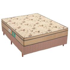 Cama Box Casal: Colchão Espuma D45 Polar Pérola Fort Clean + Base crc Rústico Clean(138x188)