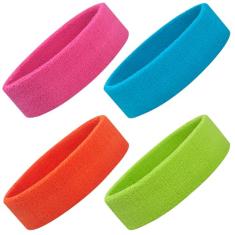 ONUPGO Faixas de suor, faixas de cabeça esportivas para homens e mulheres, 4 peças de faixas de suor para cabelo, faixas de cabeça atléticas de algodão felpudo com absorção de umidade para tênis,