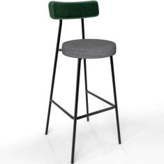 Banqueta Alta Bar Cozinha Sala De Jantar Milão L02 Facto Verde Musgo Linho Cinza Escuro