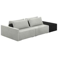 Sofá Ilha Modular Living Com Puff 232cm Georgia Z08 Linho Cinza/preto - Mpozenato