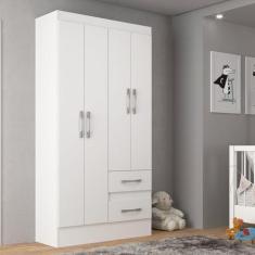 Guarda-roupa Infantil Isabel 4 Portas 2 Gavetas Branco - DiretoSim