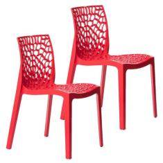 Kit 2 Cadeiras Gruvyer Design Cozinha Sala De Estar Jantar - Vermelho