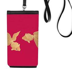 Bolsa para celular com estampa de peixe da cultura japonesa, bolso preto
