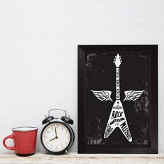 Quadro Decorativo com Moldura Preta Guitarra 22x32cm
