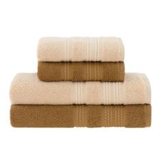 Jogo de Toalhas Buddemeyer Frape Dots Banho Bege/Caramelo 4 peças