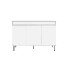 Balcão de Cozinha Manu para Pia de 1,20cm S/Tampo Branco - Montanaris Decor