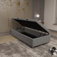 Base Box Baú 88cm Suede Multi JSW - JSW Moveis, Cinza