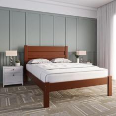 Cama Casal Madeira Maciça Lara Atraente Móveis Castanho