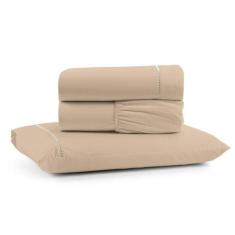 Jogo De Lençol Solteiro Mirante 100% Algodão 3 Peças - Avelã - Casa Sh