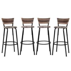 Kit 4 Banquetas Alta Para Balcão Bar Bistrô Bancada Área Lazer Gourmet