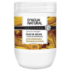 Creme de Massagem Óleo de Argan e Amêndoas, D'agua Natural, 650g