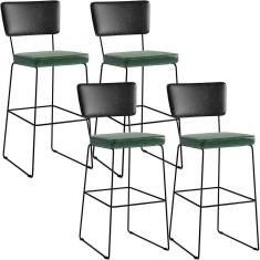 Kit 04 Banquetas Altas Preto Facto Verde Musgo