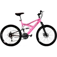 Bicicleta Aro 26 MTB 18V Full Suspention Duplo Freio a Disco Max 260 P