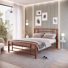 Cama de Casal em Ferro Emy Design Mais Moderno Cobre
