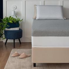 Cama Box Solteiro King Bege com Colchão Guldi Dream Mola Ensacada (30x