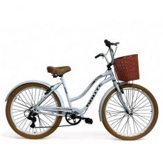 Bicicleta Retro Feminina Aro 26 Beach +7v Shimano -route Bike Branco