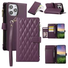 Capa carteira para iPhone 11 Pro Max, capa de couro para celular com 6 compartimentos para cartão e 1 compartimento para dinheiro e 1 bolsa com zíper, fivela magnética à prova de choque com corda de