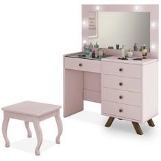 Kit Penteadeira Com Banqueta Em MDF 00809101X022034 Rose LPA - Móveis 