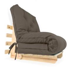 Sofa Cama Solteiro Futon Dobrável Cinza - R9 Design Futon