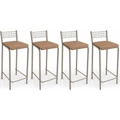 Kit 4 Banquetas Sala Jantar Gênova B705 4 Un Niquel - Courano Capuccino - Kappesberg