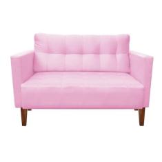 Sofá Retrô Namoradeira 2L Livia Suede Rosa Bebê - DROSSI