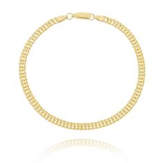 Pulseira Masculina Groumet Elo Duplo Folheado Em Ouro 18K
