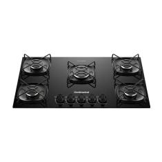 Cooktop 5 Bocas A Gás Continental Mesa De Vidro Preto Com Acendimento Automático KC5GR Bivolt