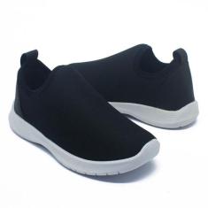 Tênis Infantil Calce Facil Leve Confortável Liso Preto - Beanna Calçad