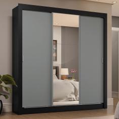 Guarda-Roupa Casal 3 Portas de Correr com Espelho 4 Gavetas Sublime Plus Madesa