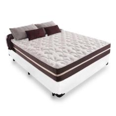Cama Box Viúva 128 Tecido Sintético Branco Com Colchão Little Angel Mola Superlastic