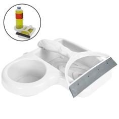 Kit Porta Detergente + Esponja + Rodinho Plástico 18X19X5Cm