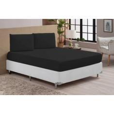 Jogo de Lençol Percal 180 Fios Casal Queen 3 Peças Preto - CONFECÇÕES 