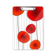 Quadro de prancheta para pintura artística abstrata com flores e círculo vermelho A4