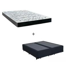 Cama Box Casal Bipartido - Tecido Sintético Preto com Colchão Extra Firme D28 - Suporta 80Kg