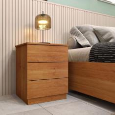 Mesa de Cabeceira Veronna 3 Gavetas Tcil Móveis, CINAMOMO