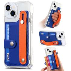 Capa de telefone com pulseira de silicone transparente para iPhone 13 12 Mini 15 14 11 Pro XS Max XR X 7 8 Plus Capa de cartão de inserção, azul escuro, para iPhone 7(8)