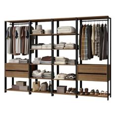 Guarda-roupa Closet Modulado Valencia 4 Gavetas 258cm Rustic/preto Madesa 02