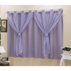 Cortina Blackout PVC com Tecido Voil 2,80 m x 1,60 m Lilás - ECasa