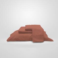 Lençol com Fronha 400 Fios 400 Fios Ponto Palito 4 Peças Casal Casa Dona