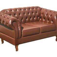 Sofá 2 Lugares Decoração Sara Recepção Dom Pedro Chesterfield Caramelo