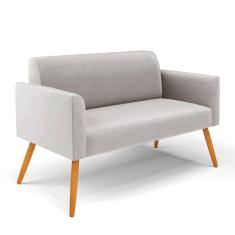 Sofá Namoradeira Pés Palito Castanho Marisa Veludo D03 - D\`rossi Cor Cinza