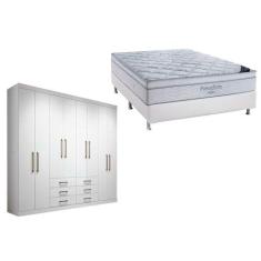 Cama Box Casal + Colchão Freedom Ortobom + Guarda Roupa Master 8.6 Bra