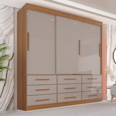 Guarda Roupa Casal 3 Portas 9 Gavetas Luana - Sallêto Móveis